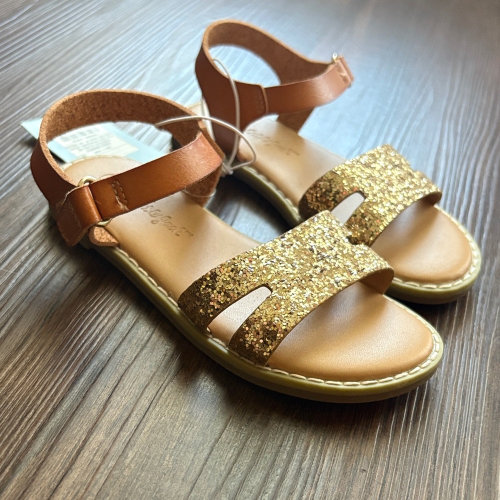 Cat & Jack Glittery Gold and Brown Kids Sandals - Picture 7 of 8